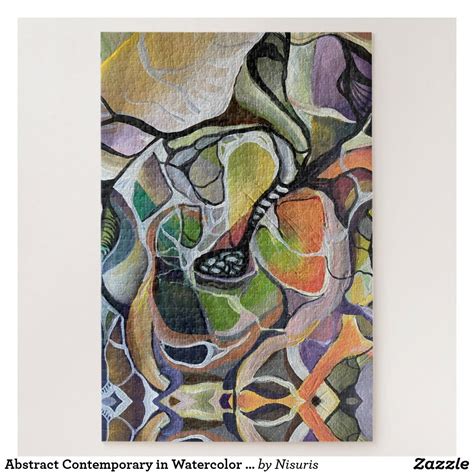 Abstract Contemporary In Watercolor Vintage Jigsaw Puzzle