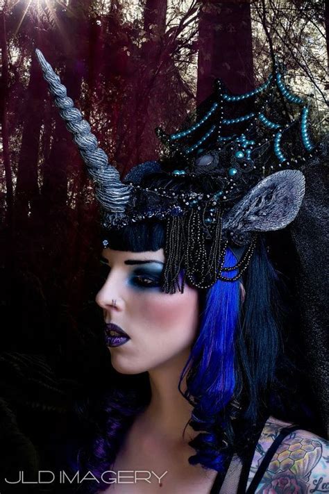 dark unicorn nymph horn and ear headdress by idolatre on etsy dark unicorn costume unicorn