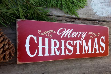 Merry Christmas Wooden Sign Painted Christmas Sign Etsy Christmas