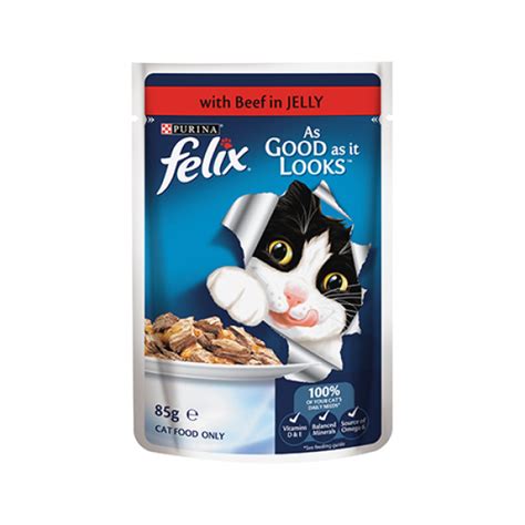 Purina Felix As Good As It Looks Beef In Jelly Wet Cat Food Pouch G