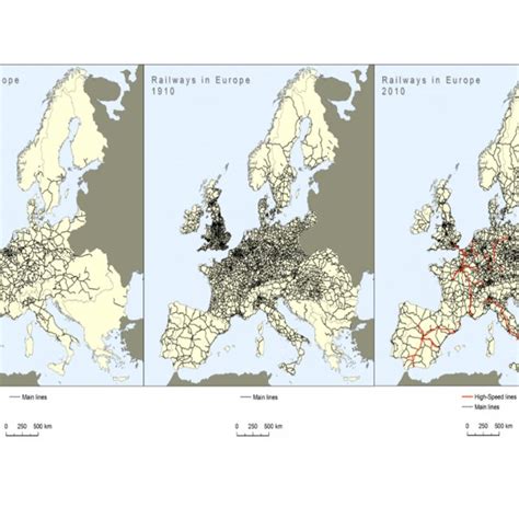 Railway Network Density In Europe 1870 1910 And 2010 Download