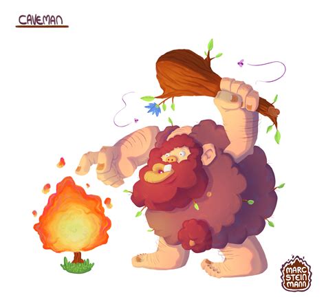 Artstation Caveman Discovering Fire