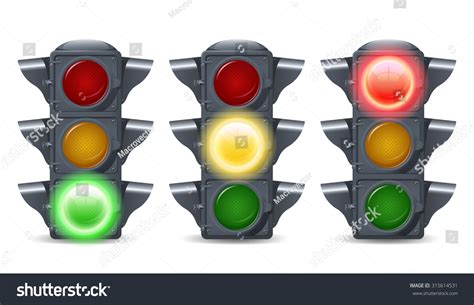 Traffic Lights Illuminated Realistic Decorative Icons 스톡 일러스트 315614531