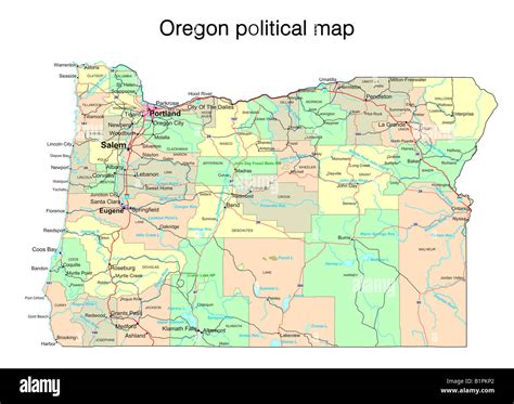 Mapa Político Del Estado De Oregón Fotografía De Stock Alamy