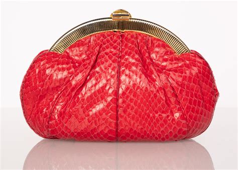 Vintage Judith Leiber Red Snake Skin Clutch Bag At 1stdibs