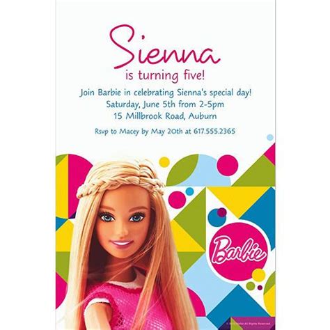 Custom Barbie Sparkle Invitation Custom Barbie Girly Birthday Party Invitations Girly