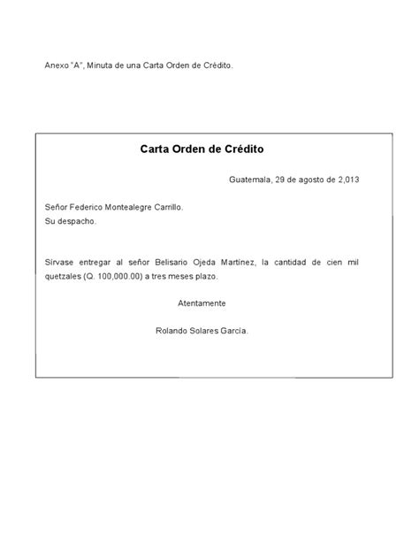 10 Carta Orden De Credito