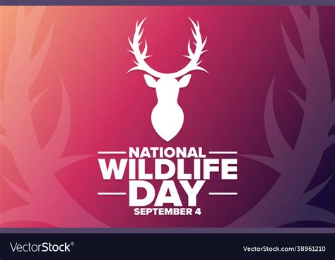 National Wildlife Day September 4 Holiday Vector Image