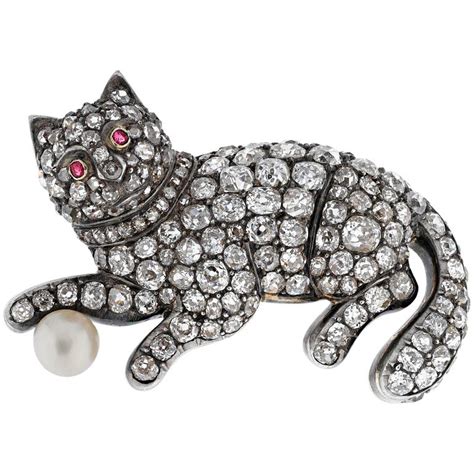 Victorian Diamond Cat Brooch For Sale At 1stdibs Cat Brooches For Sale