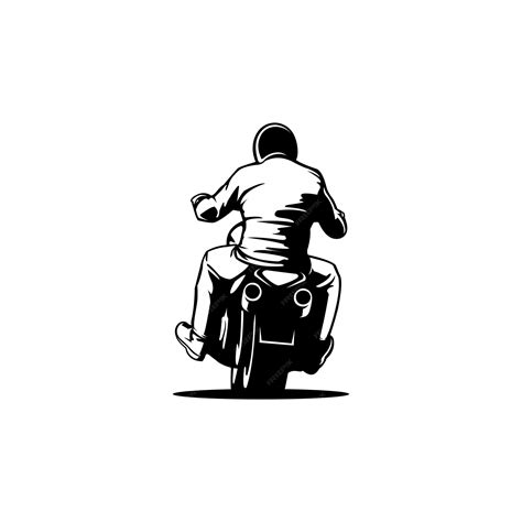 Premium Vector Biker On A Motorcycle From Back Side Illustration Vector