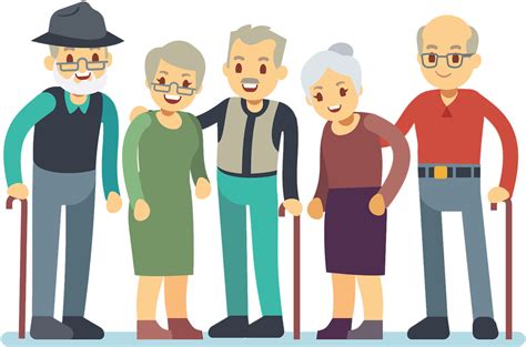 Illustration Of Happy Retirement People Smiling After Old Men Group