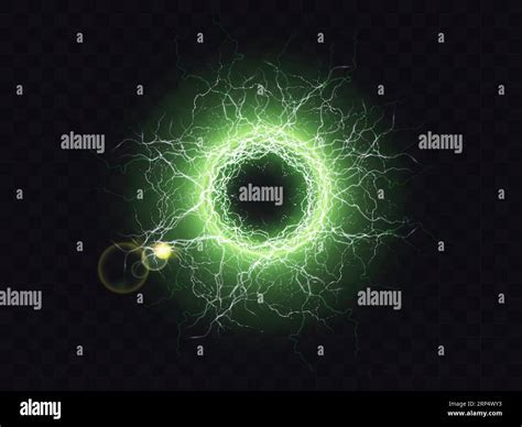 Electric Ball Lightning Plasma Sphere Circle Strike Impact Place In