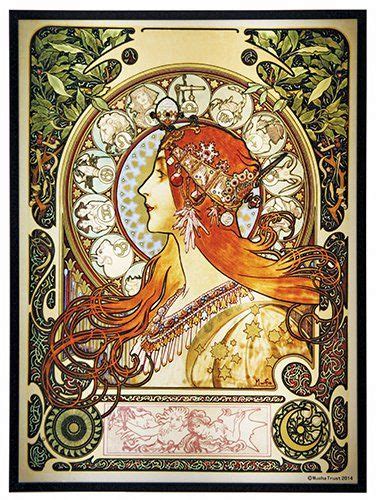 Alphonse Mucha Zodiac Stained Glass Panel Art Nouveau Maiden 1896