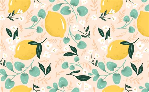 Pastel Yellow Lemons With Dark Green And Sage Leaves And White Flower