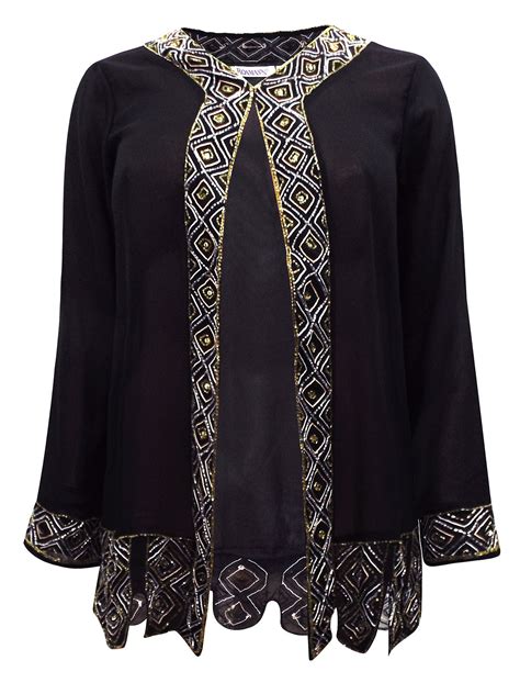 Roamans Roamans Black Bead And Sequin Embellished Jacket Plus Size