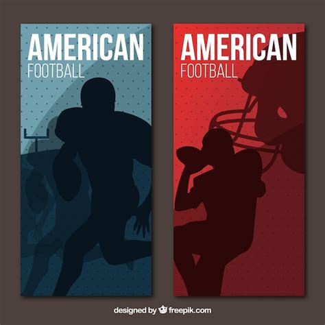 Free Vector Flat American Football Banners With Players Silhouettes