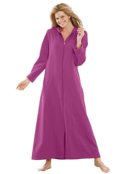Dreams And Co Womens Plus Size Hooded Fleece Robe Robe