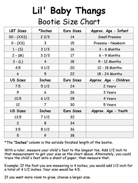 Baby and Children's Shoe Size Chart | Crochet baby boots, Baby shoe