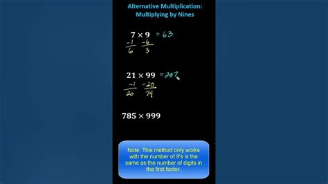 Alternative Method To Multiply When Multiplying By Nines Youtube