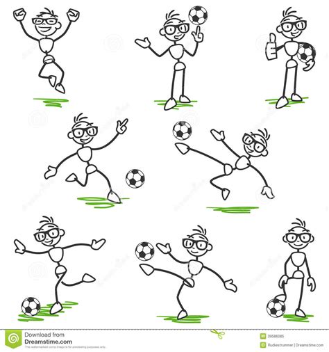 Stick Figure Stickman Soccer Football Player Stock Vector - Image: 39586085