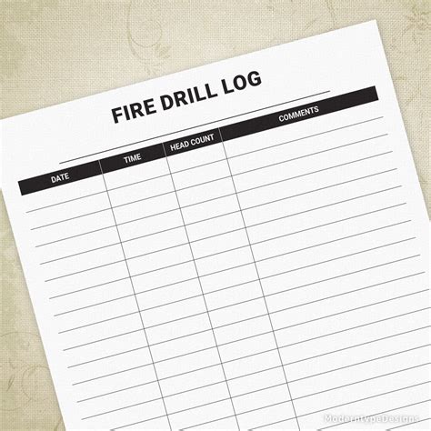 Fire Drill Log Printable For Any Building Moderntype Designs