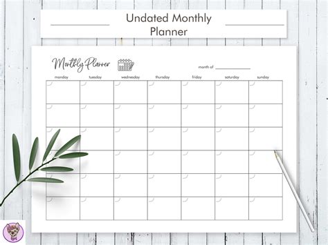 Printable Undated Month - Calendar Inspiration Design