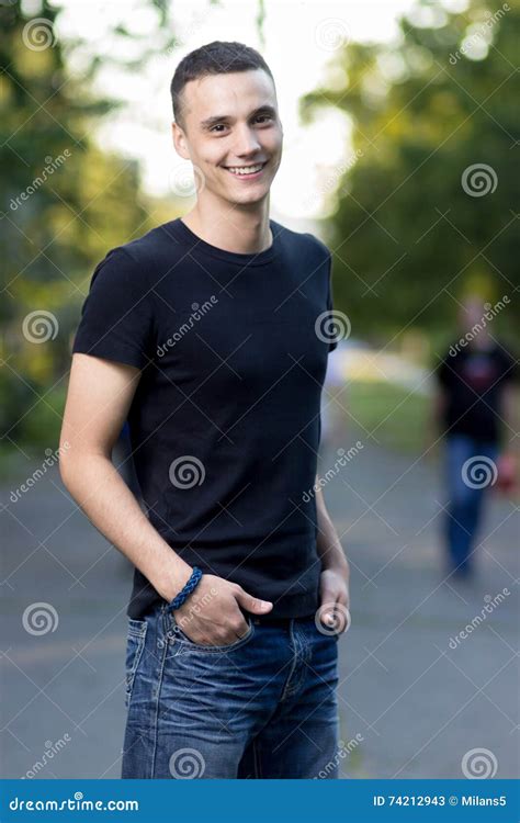 Young Caucasian Man In Early 20s Posing Smiling Stock Image Image Of