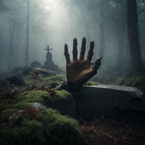 Premium Ai Image Zombies Hand Emerging From Grave Closeupwitness A