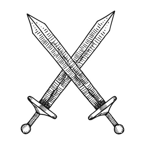 Boceto de ilustración de vector de dibujo de espada Vector Premium