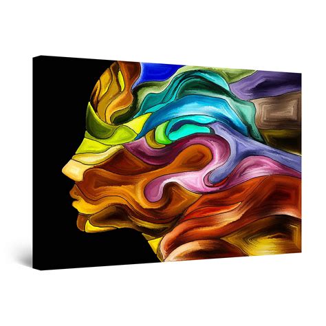 Startonight Canvas Wall Art Abstract Woman Face Colored Painting Framed 32 X 48