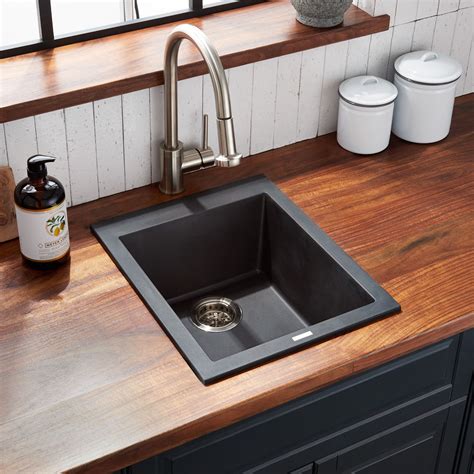 16 Holcomb Drop In Granite Composite Sink Black Wet Bar Sink