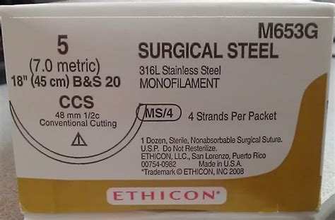 Ethicon M653g Surgical Stainless Steel Suture Non Absorbable