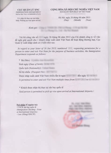 Download Visa Application Form Vietnam Visa Approval Letter
