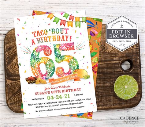 65th Birthday Party Invitation Surprise 65th Party Etsy