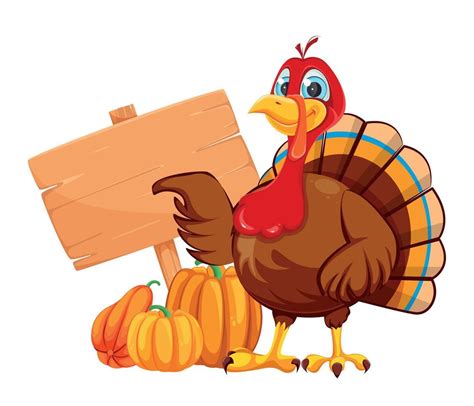 Happy Thanksgiving Cartoon Character Turkey Bird 11935430 Vector Art