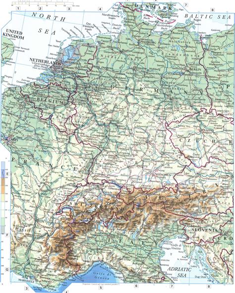 Physical Map Of Central Europe With Cities Large Detailed Map Format 