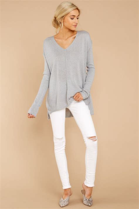 Essential Grey V Neck Sweater ♥ Fashion Women
