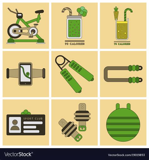 Set Of Icons In Flat Design Gym Equipment Vector Image