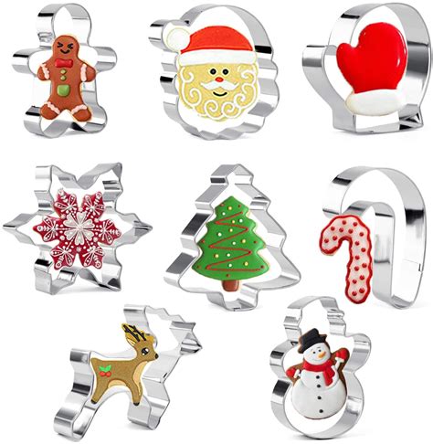 Stainless Steel Christmas Cookie Cookie Cutters Set Of 8 Cookie