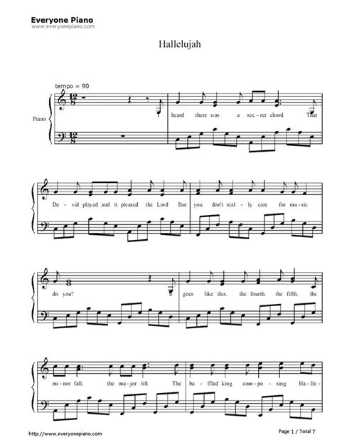 hallelujah jeff buckley sheet  preview  churchchristian  piano sheet