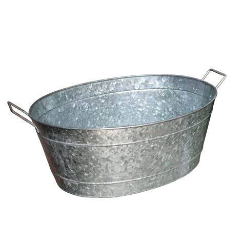 Embossed Design Oval Shape Galvanized Steel Tub With Side Handles