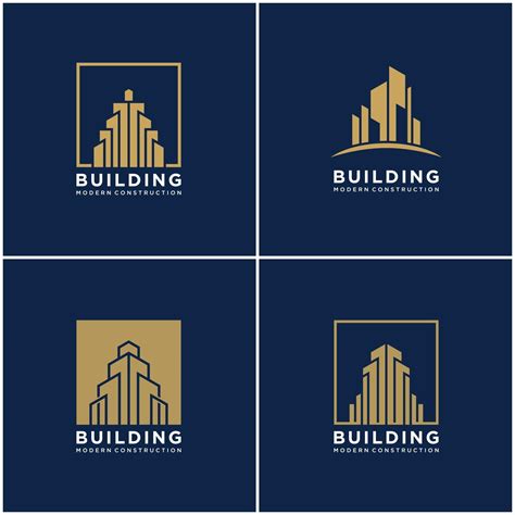 Set Collection Building Logo Design Bundle Construction Premium