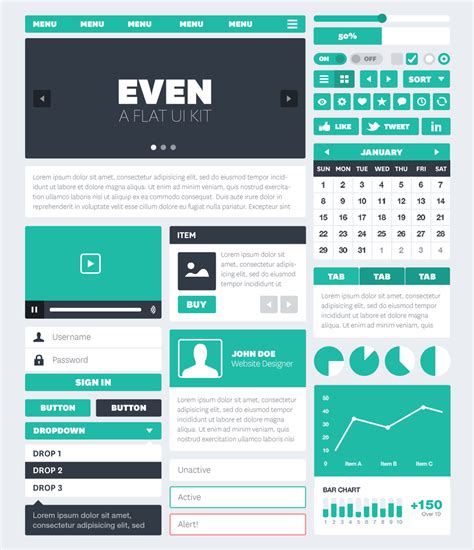 50 Free Flat Ui Kits To Speed Up Your Workflow
