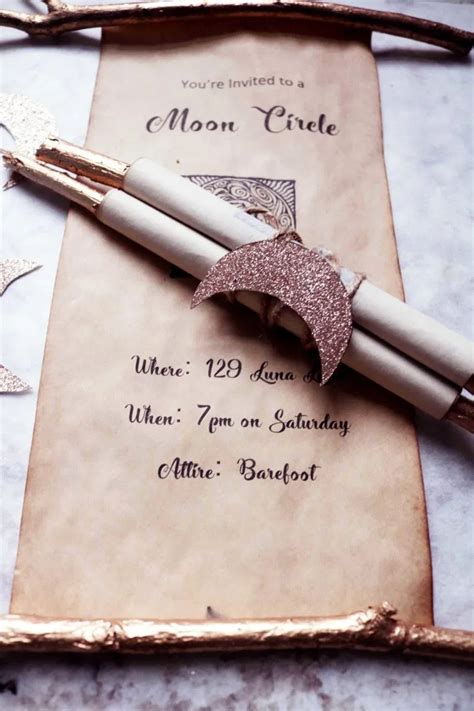 Princess scroll invitations (owls & monsters). Moon Circle Spell Scroll Invitations (DIY, Esbat in 2020 ...