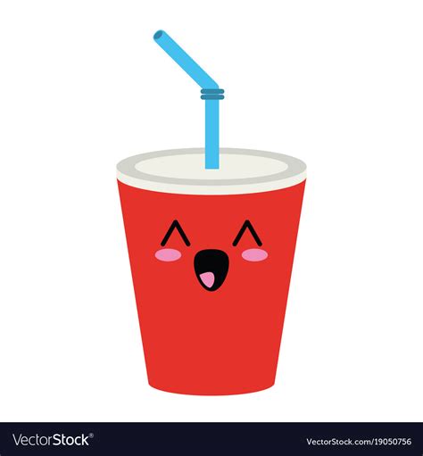 Soda In Palstic Cup Cute Kawaii Cartoon Royalty Free Vector