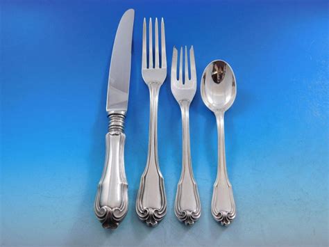 Borgia By Buccellati Italy Sterling Silver Dinner Flatware Set 8