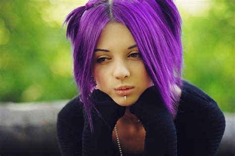 pretty emo girls with purple hair