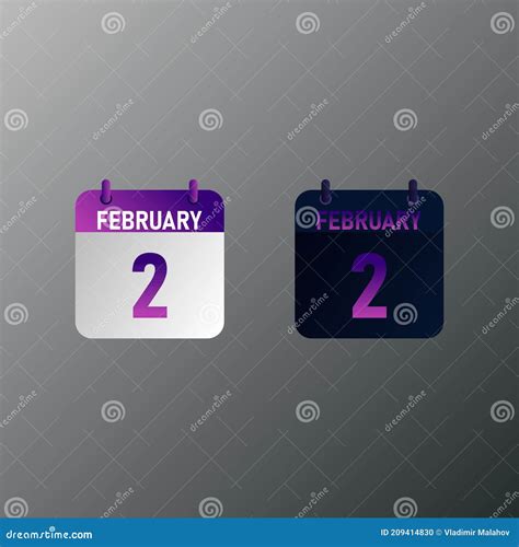 February Daily Calendar Icon In Flat Design Style Stock Vector