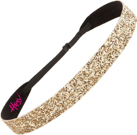 Hipsy Adjustable No Slip Bling Glitter Gold Wide Non Slip Headband