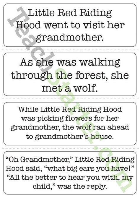 Little Red Riding Hood Sequencing Activity Cards Teaching Resource Teach Starter Red Riding